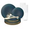 Navy with Gold Rim Organic Round Disposable Plastic Wedding Value Set (20 Settings)
